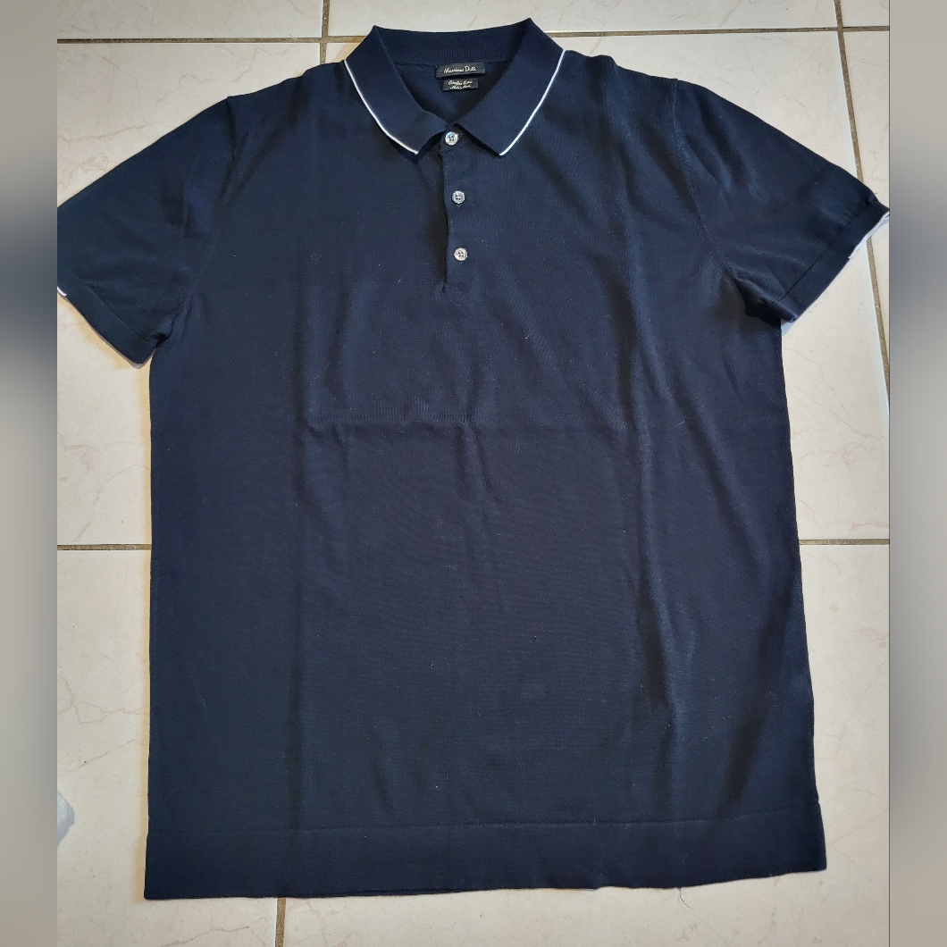 Massimo Dutti Men's Navy Polo Shirt